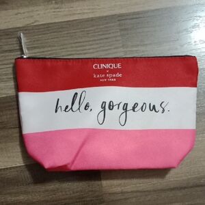 NWOT Clinique x Kate Spade Red and Pink Cosmetic Bag